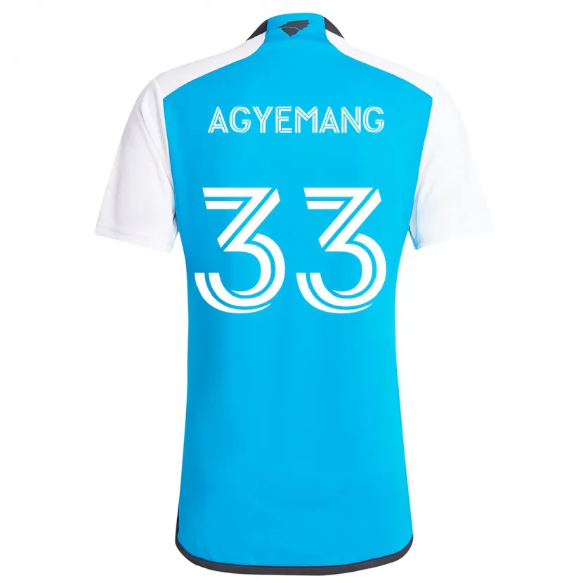 Danxen Niño Camiseta Patrick Agyemang #33 Azul Blanco 1ª Equipación 2024/25 La Camisa