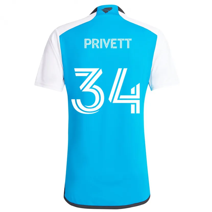 Danxen Niño Camiseta Andrew Privett #34 Azul Blanco 1ª Equipación 2024/25 La Camisa