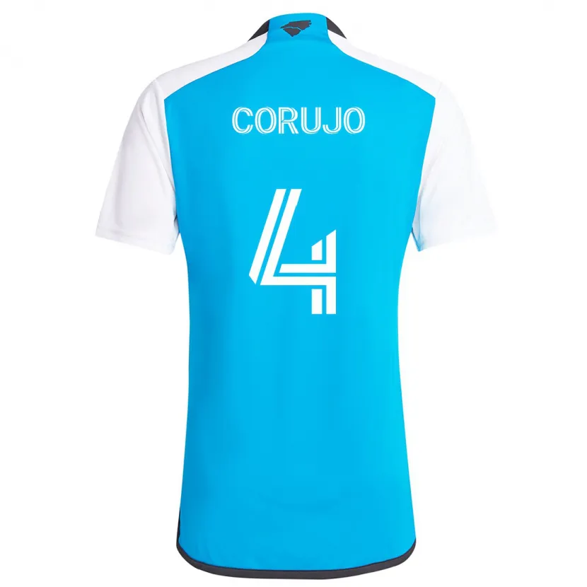 Danxen Niño Camiseta Guzmán Corujo #4 Azul Blanco 1ª Equipación 2024/25 La Camisa