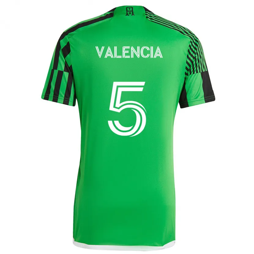 Danxen Niño Camiseta Jhojan Valencia #5 Verde Negro 1ª Equipación 2024/25 La Camisa