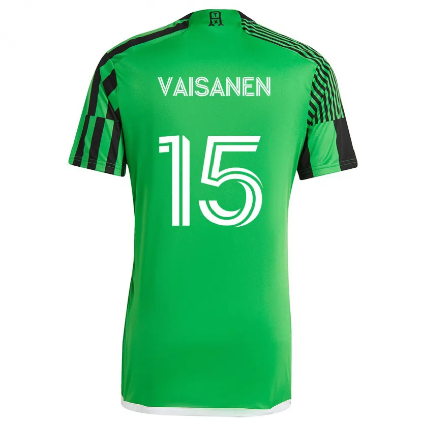 Danxen Niño Camiseta Leo Väisänen #15 Verde Negro 1ª Equipación 2024/25 La Camisa