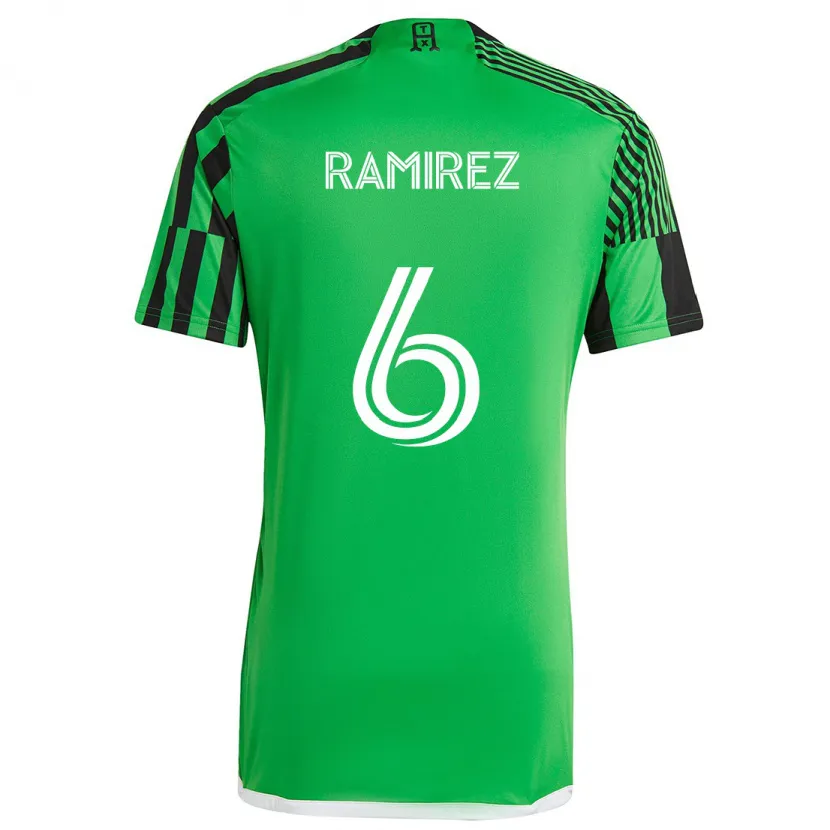 Danxen Niño Camiseta Alonso Ramírez #6 Verde Negro 1ª Equipación 2024/25 La Camisa