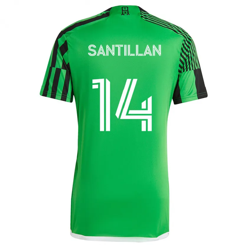 Danxen Niño Camiseta Jonathan Santillan #14 Verde Negro 1ª Equipación 2024/25 La Camisa