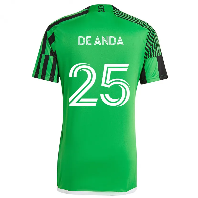 Danxen Niño Camiseta Anthony De Anda #25 Verde Negro 1ª Equipación 2024/25 La Camisa