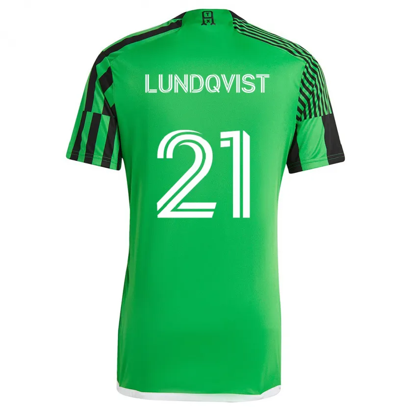 Danxen Niño Camiseta Adam Lundqvist #21 Verde Negro 1ª Equipación 2024/25 La Camisa