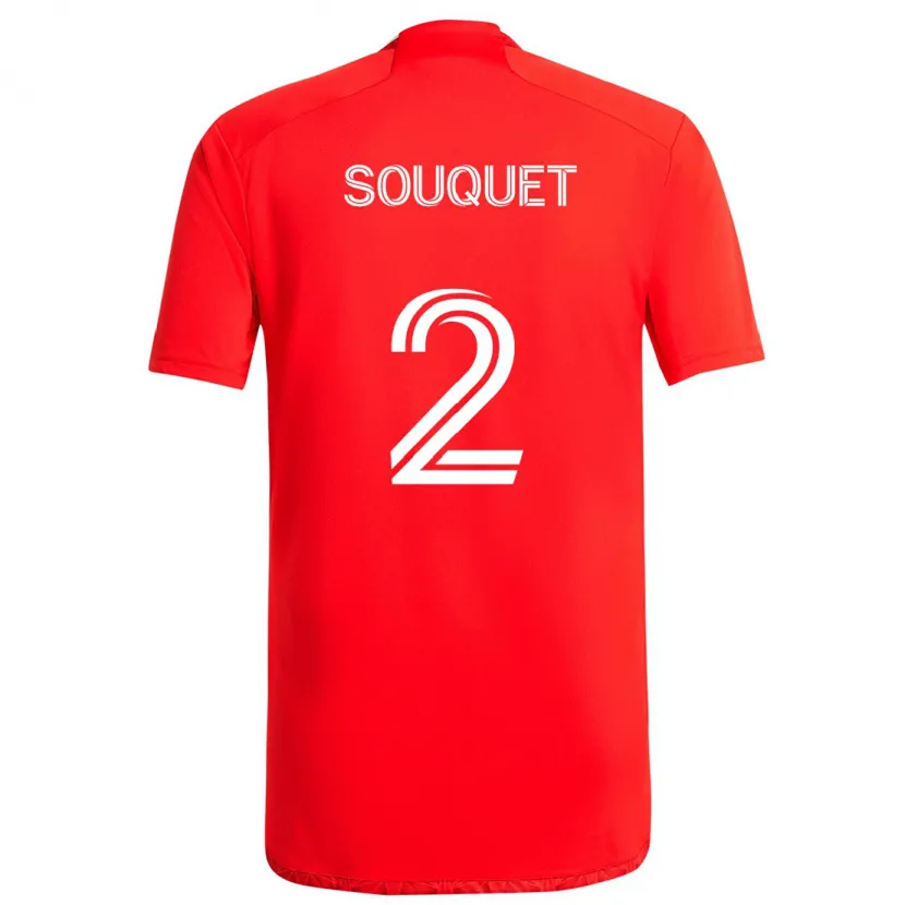 Danxen Niño Camiseta Arnaud Souquet #2 Rojo Blanco 1ª Equipación 2024/25 La Camisa