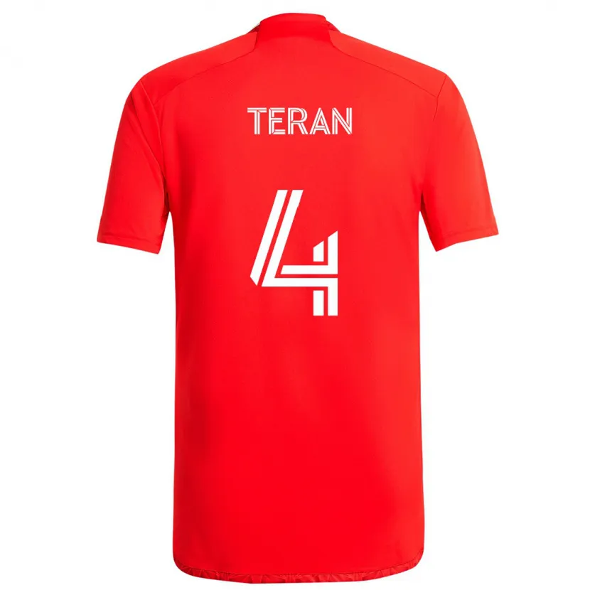 Danxen Niño Camiseta Carlos Terán #4 Rojo Blanco 1ª Equipación 2024/25 La Camisa