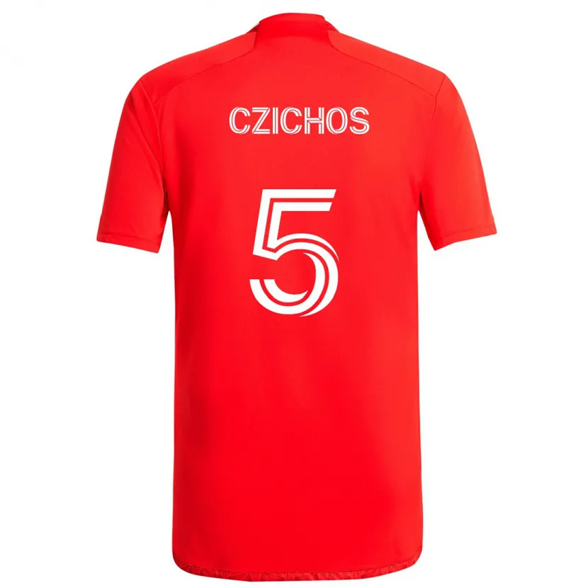 Danxen Niño Camiseta Rafael Czichos #5 Rojo Blanco 1ª Equipación 2024/25 La Camisa