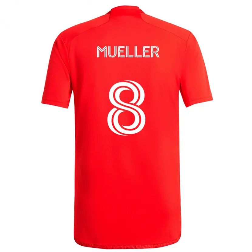 Danxen Niño Camiseta Chris Mueller #8 Rojo Blanco 1ª Equipación 2024/25 La Camisa