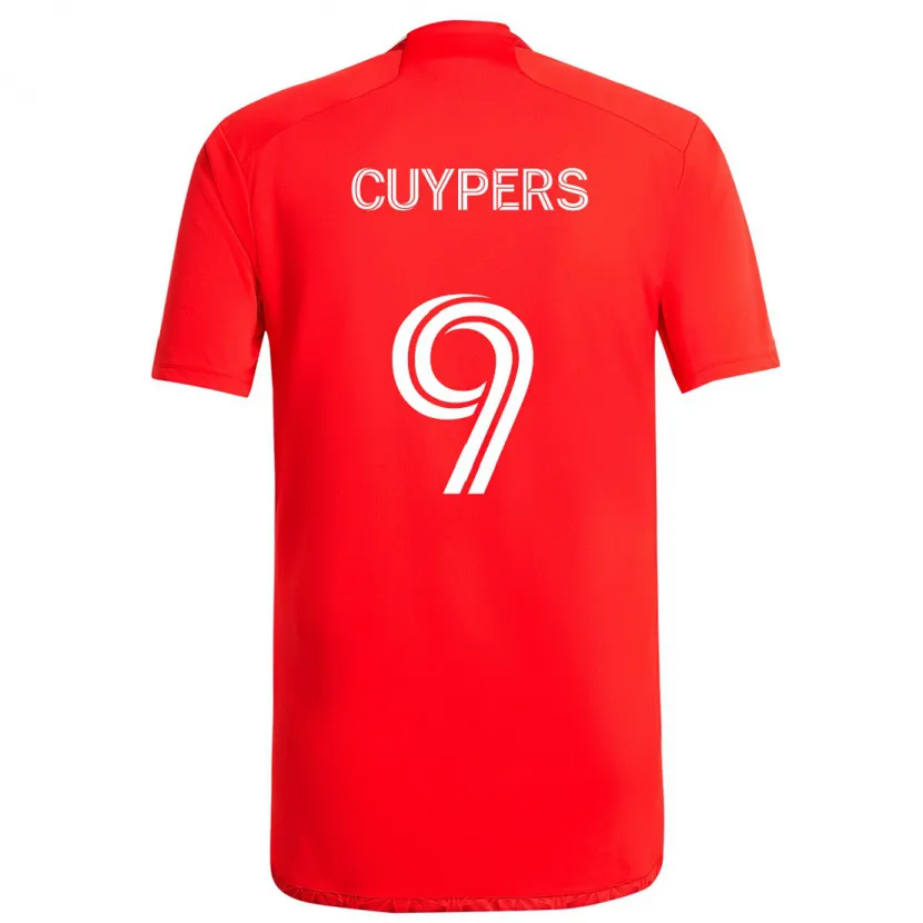 Danxen Niño Camiseta Hugo Cuypers #9 Rojo Blanco 1ª Equipación 2024/25 La Camisa