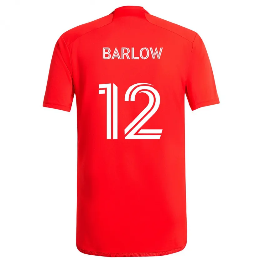 Danxen Niño Camiseta Tom Barlow #12 Rojo Blanco 1ª Equipación 2024/25 La Camisa