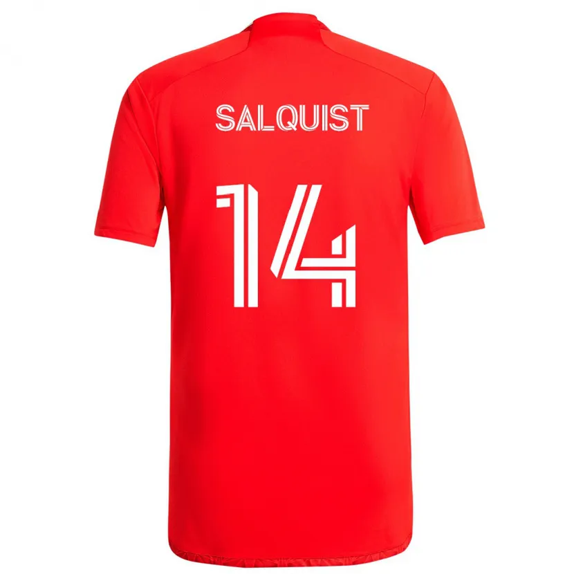 Danxen Niño Camiseta Tobias Salquist #14 Rojo Blanco 1ª Equipación 2024/25 La Camisa