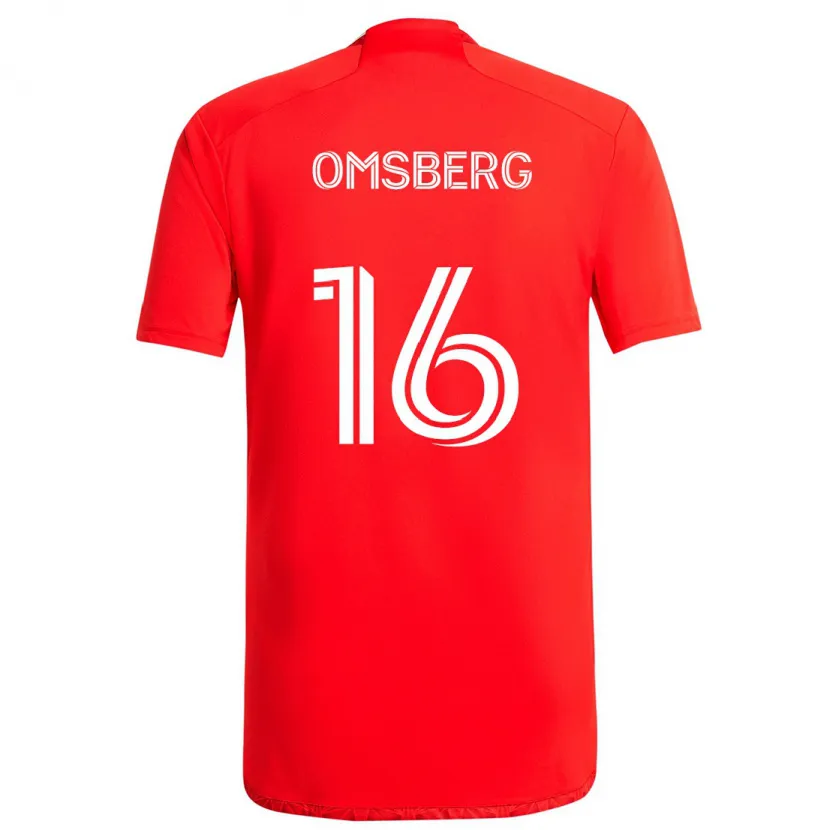 Danxen Niño Camiseta Wyatt Omsberg #16 Rojo Blanco 1ª Equipación 2024/25 La Camisa