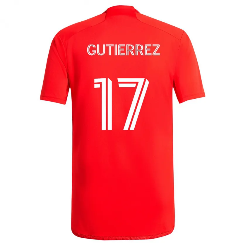 Danxen Niño Camiseta Brian Gutiérrez #17 Rojo Blanco 1ª Equipación 2024/25 La Camisa