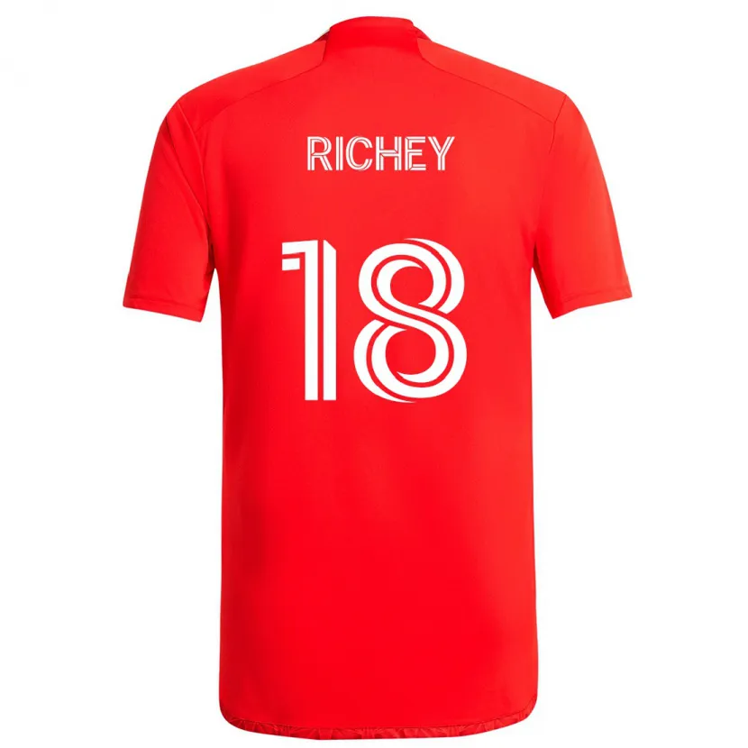 Danxen Niño Camiseta Spencer Richey #18 Rojo Blanco 1ª Equipación 2024/25 La Camisa