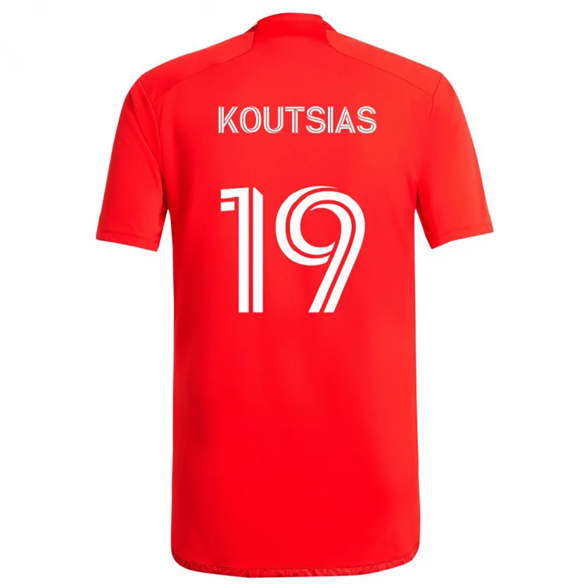 Danxen Niño Camiseta Georgios Koutsias #19 Rojo Blanco 1ª Equipación 2024/25 La Camisa