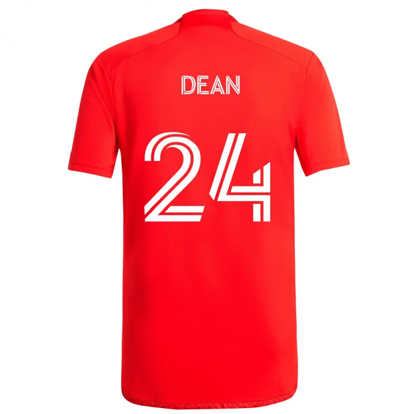 Danxen Niño Camiseta Jonathan Dean #24 Rojo Blanco 1ª Equipación 2024/25 La Camisa