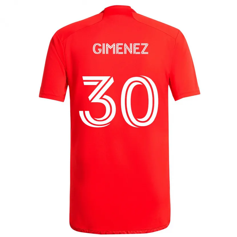 Danxen Niño Camiseta Gastón Giménez #30 Rojo Blanco 1ª Equipación 2024/25 La Camisa