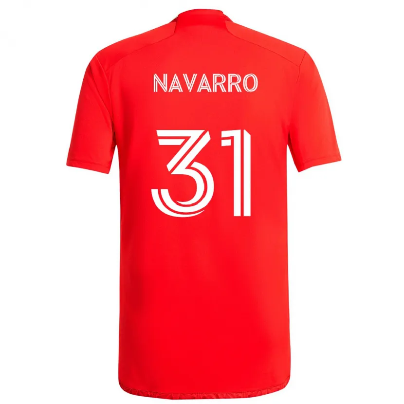 Danxen Niño Camiseta Federico Navarro #31 Rojo Blanco 1ª Equipación 2024/25 La Camisa