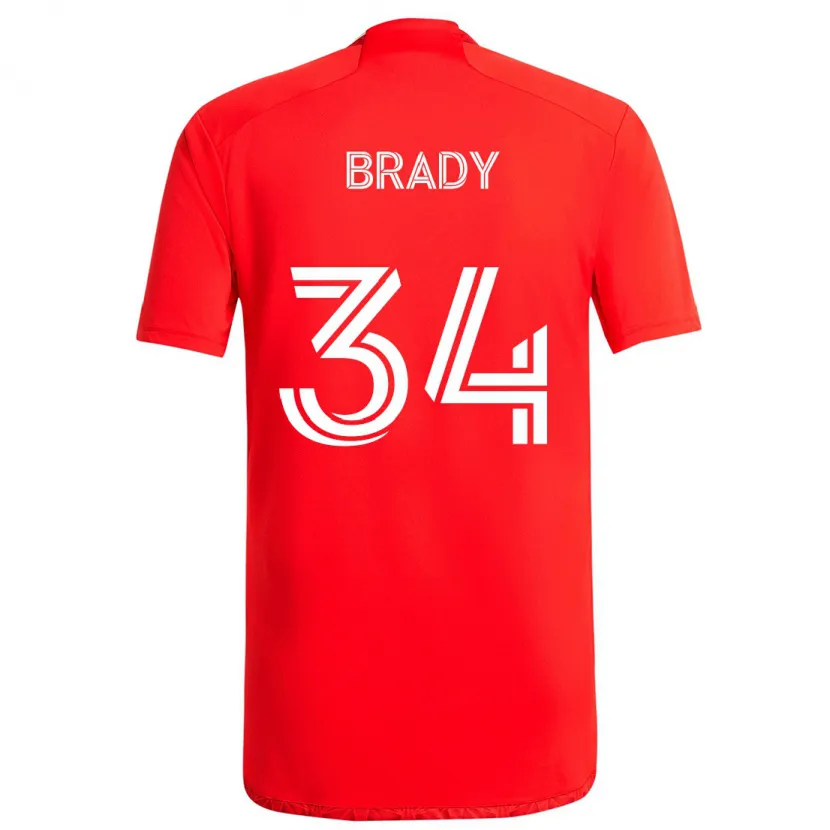 Danxen Niño Camiseta Chris Brady #34 Rojo Blanco 1ª Equipación 2024/25 La Camisa