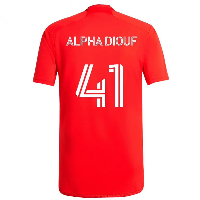 Danxen Niño Camiseta Jean Alpha Diouf #41 Rojo Blanco 1ª Equipación 2024/25 La Camisa