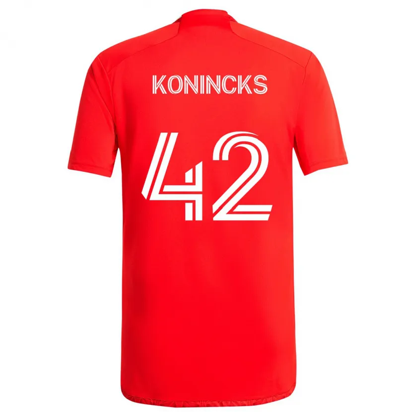 Danxen Niño Camiseta Diego Konincks #42 Rojo Blanco 1ª Equipación 2024/25 La Camisa