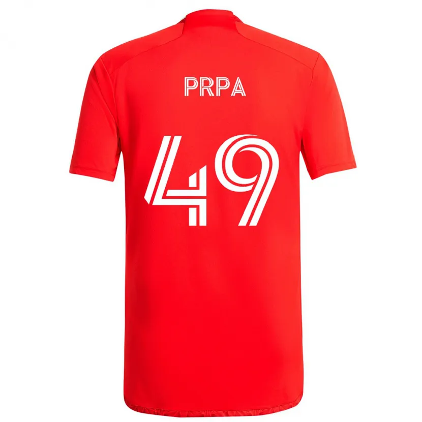 Danxen Niño Camiseta Luka Prpa #49 Rojo Blanco 1ª Equipación 2024/25 La Camisa