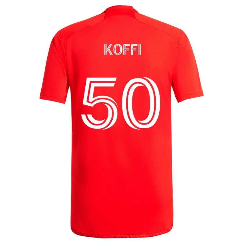 Danxen Niño Camiseta Christian Koffi #50 Rojo Blanco 1ª Equipación 2024/25 La Camisa