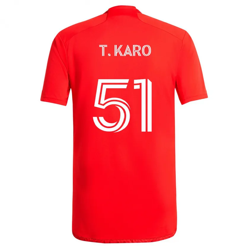 Danxen Niño Camiseta David Tchétchao Karo #51 Rojo Blanco 1ª Equipación 2024/25 La Camisa