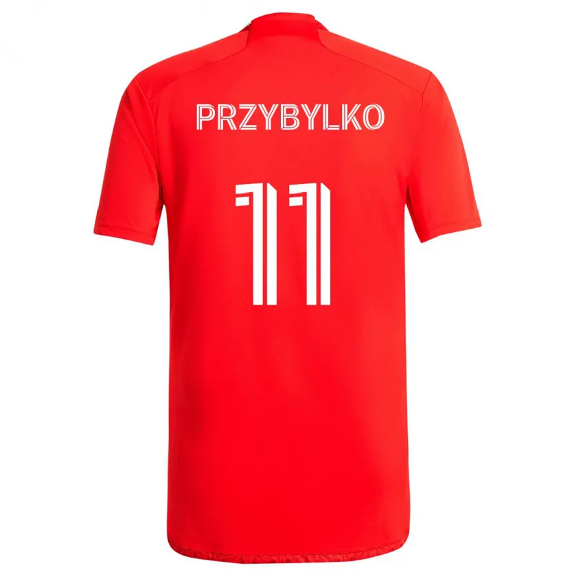 Danxen Niño Camiseta Kacper Przybylko #11 Rojo Blanco 1ª Equipación 2024/25 La Camisa