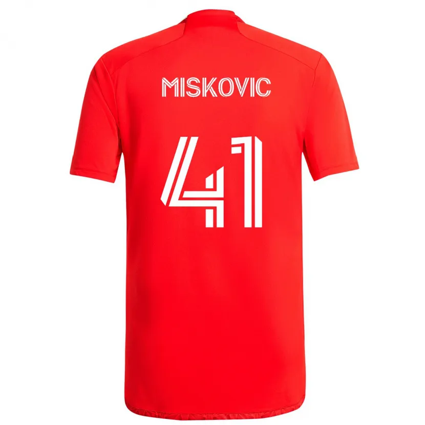 Danxen Niño Camiseta Mihajlo Miskovic #41 Rojo Blanco 1ª Equipación 2024/25 La Camisa