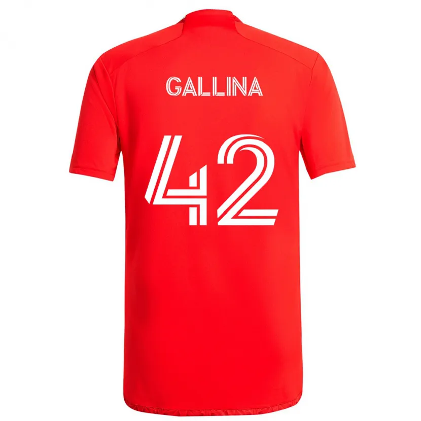 Danxen Niño Camiseta Henrique Gallina #42 Rojo Blanco 1ª Equipación 2024/25 La Camisa