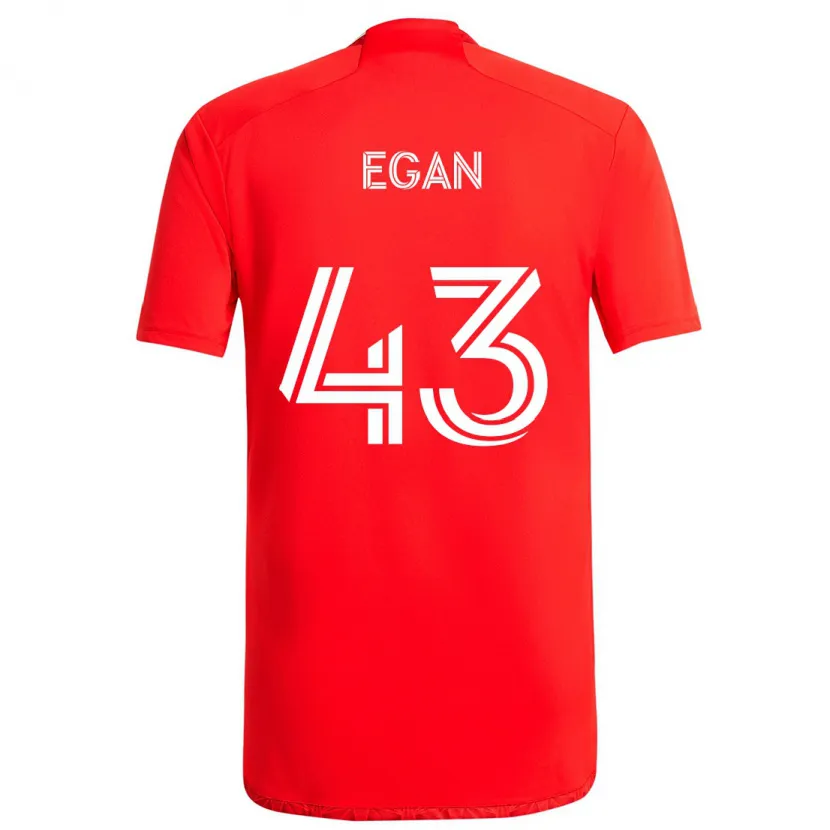 Danxen Niño Camiseta Noah Egan #43 Rojo Blanco 1ª Equipación 2024/25 La Camisa