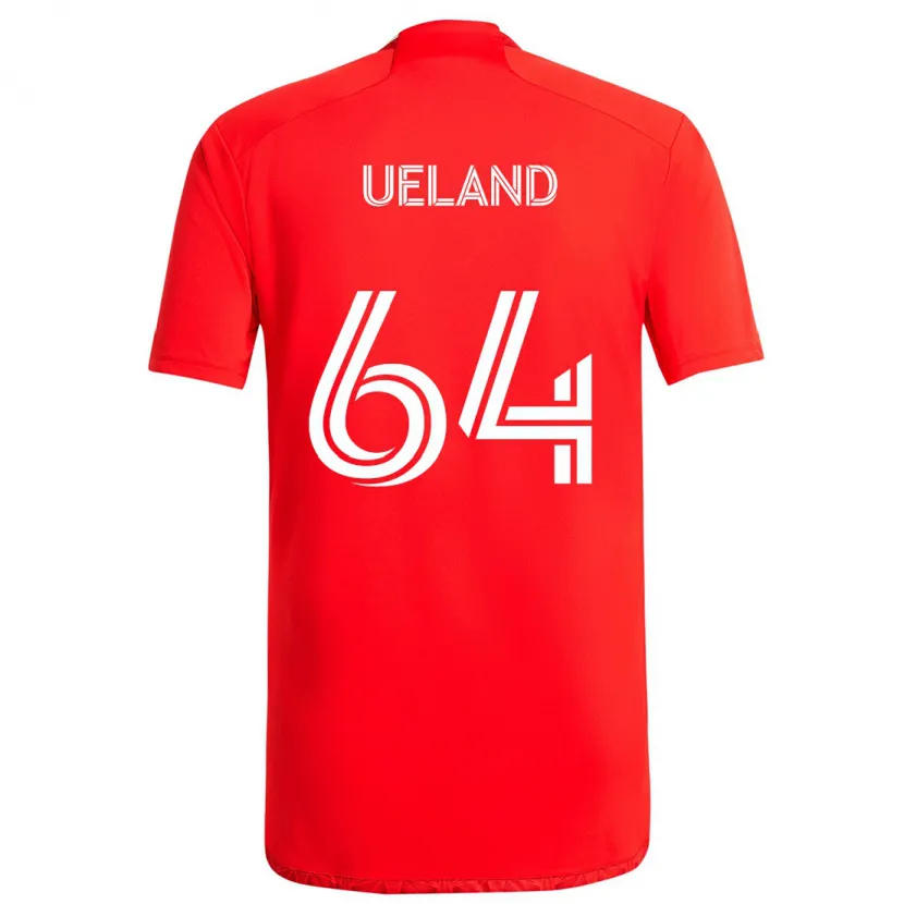 Danxen Niño Camiseta Andreas Ueland #64 Rojo Blanco 1ª Equipación 2024/25 La Camisa