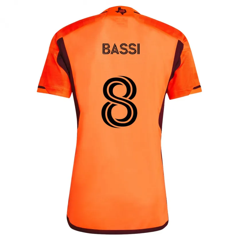 Danxen Niño Camiseta Amine Bassi #8 Naranja Negro 1ª Equipación 2024/25 La Camisa