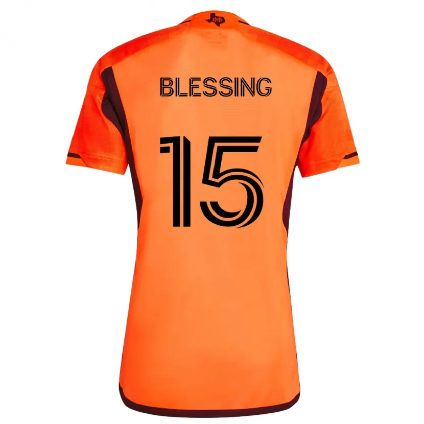 Danxen Niño Camiseta Latif Blessing #15 Naranja Negro 1ª Equipación 2024/25 La Camisa