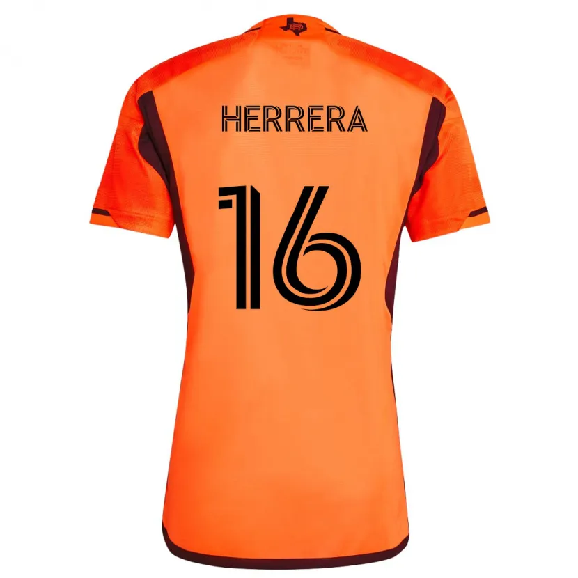 Danxen Niño Camiseta Héctor Herrera #16 Naranja Negro 1ª Equipación 2024/25 La Camisa