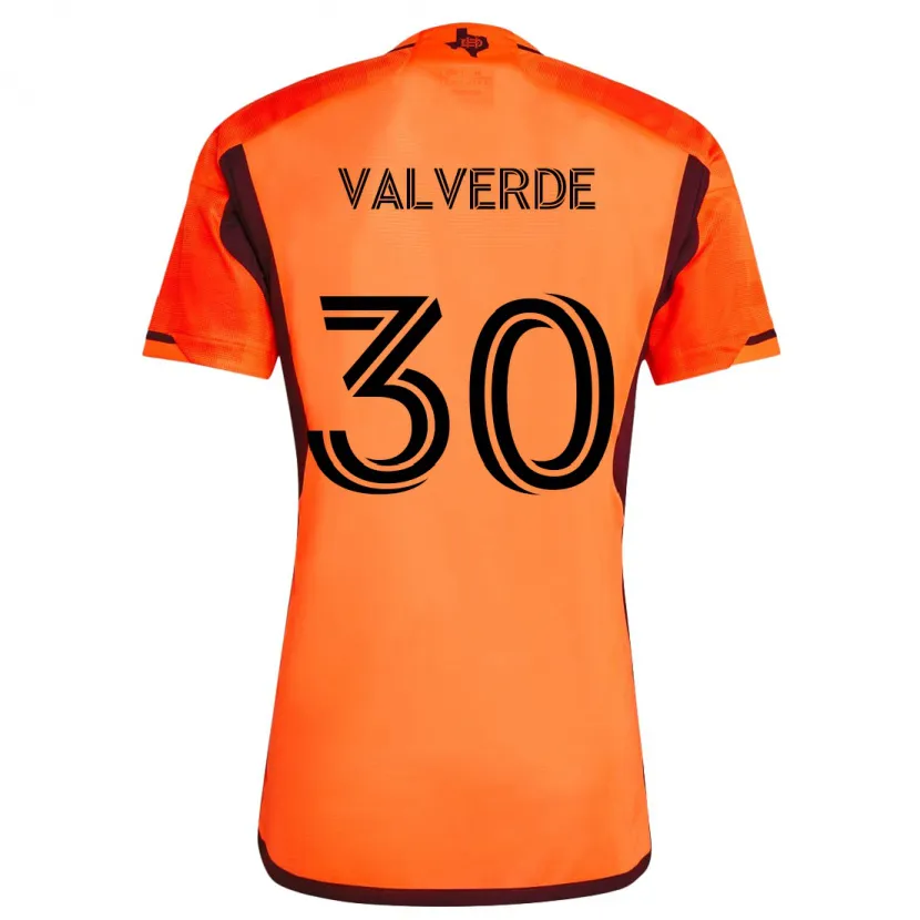 Danxen Niño Camiseta Jefferson Valverde #30 Naranja Negro 1ª Equipación 2024/25 La Camisa