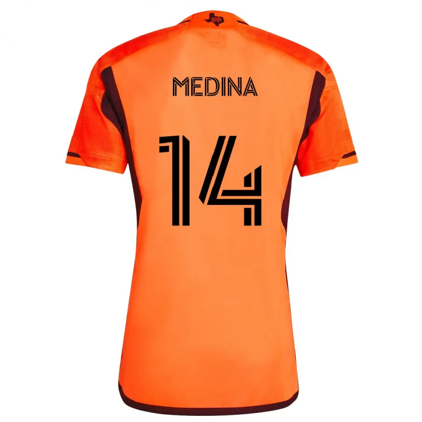 Danxen Niño Camiseta Jeferson Medina #14 Naranja Negro 1ª Equipación 2024/25 La Camisa