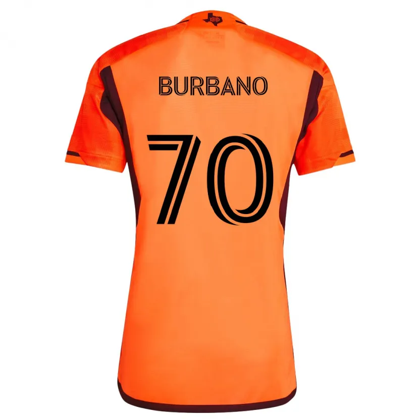 Danxen Niño Camiseta Jordy Burbano #70 Naranja Negro 1ª Equipación 2024/25 La Camisa