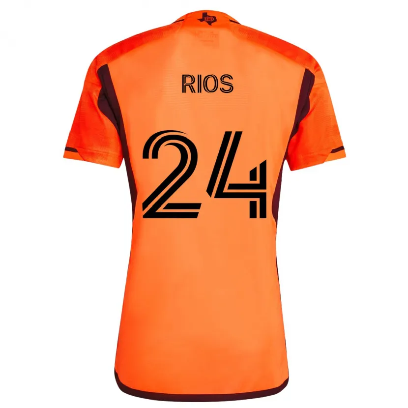 Danxen Niño Camiseta Paolo Ríos #24 Naranja Negro 1ª Equipación 2024/25 La Camisa