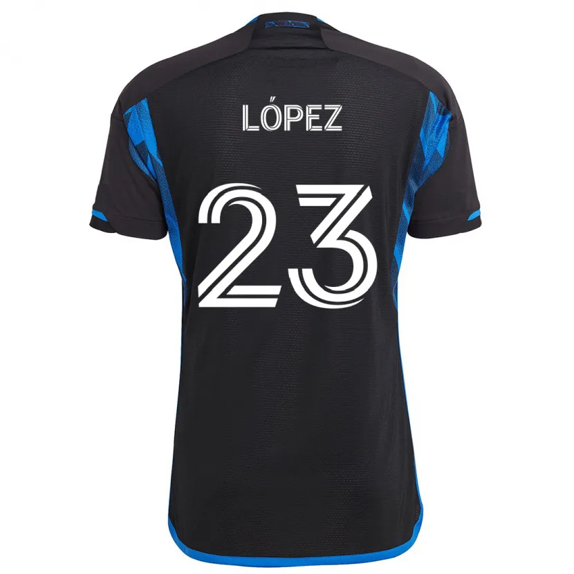 Danxen Niño Camiseta Hernán López #23 Azul Negro 1ª Equipación 2024/25 La Camisa