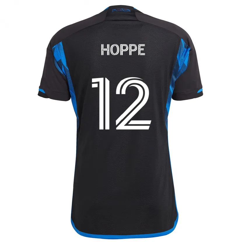 Danxen Niño Camiseta Matthew Hoppe #12 Azul Negro 1ª Equipación 2024/25 La Camisa