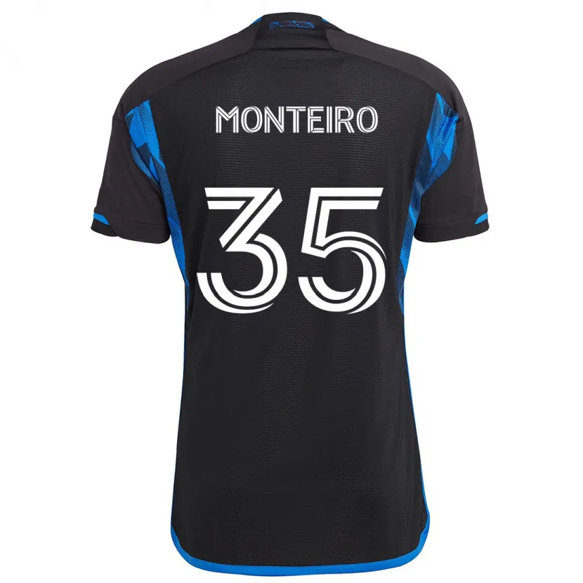 Danxen Niño Camiseta Jamiro Monteiro #35 Azul Negro 1ª Equipación 2024/25 La Camisa