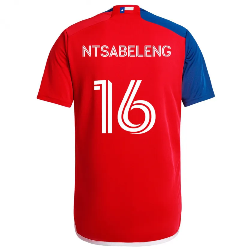 Danxen Niño Camiseta Tsiki Ntsabeleng #16 Azul Rojo 1ª Equipación 2024/25 La Camisa