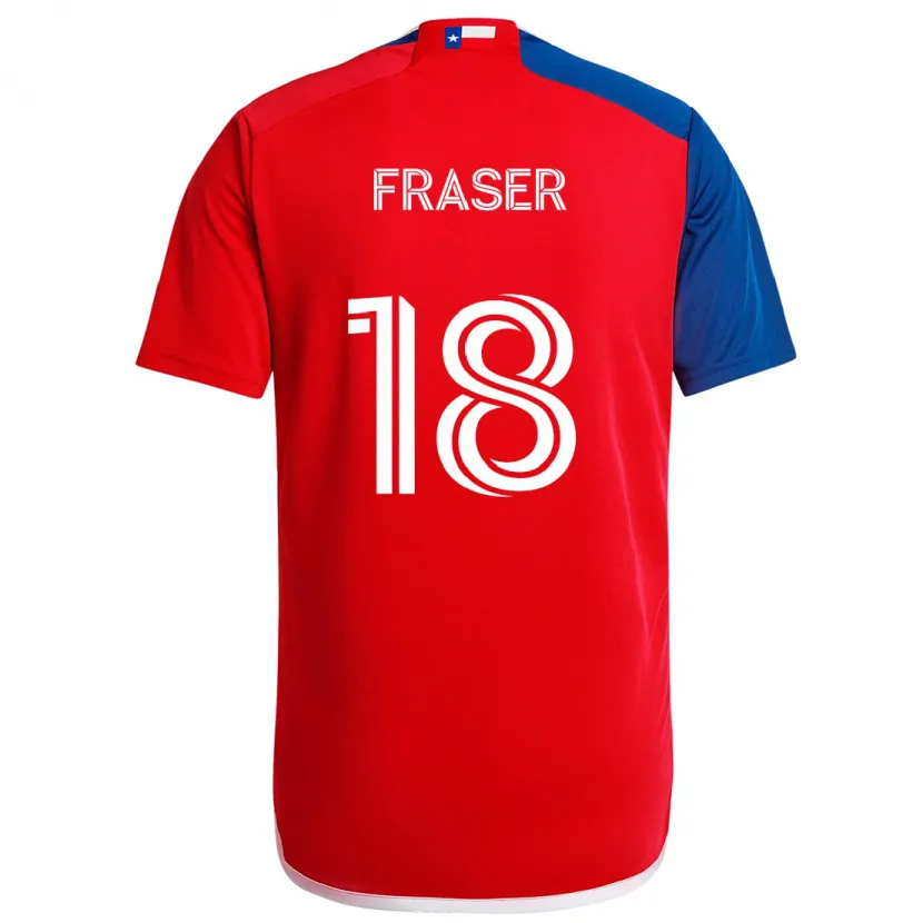 Danxen Niño Camiseta Liam Fraser #18 Azul Rojo 1ª Equipación 2024/25 La Camisa