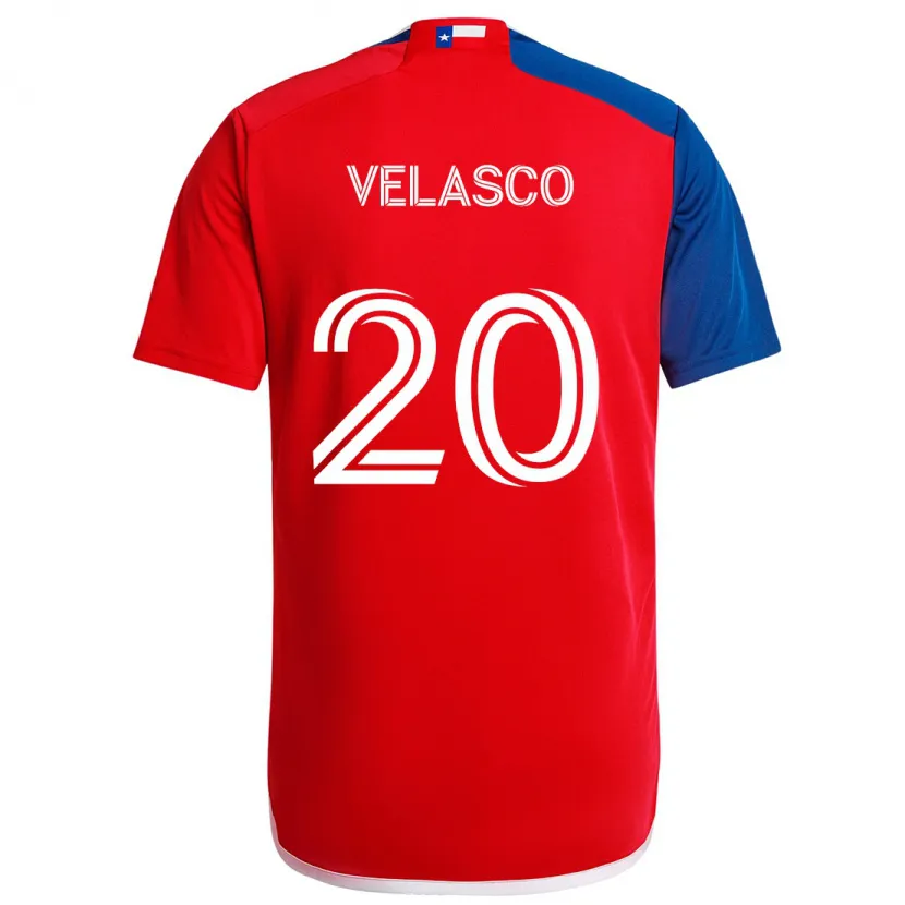 Danxen Niño Camiseta Alan Velasco #20 Azul Rojo 1ª Equipación 2024/25 La Camisa