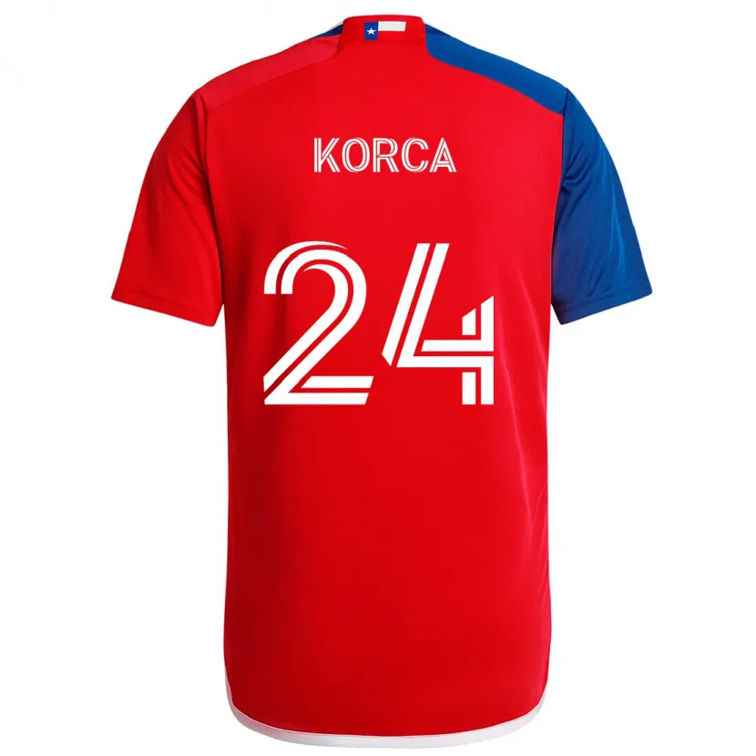 Danxen Niño Camiseta Amet Korça #24 Azul Rojo 1ª Equipación 2024/25 La Camisa