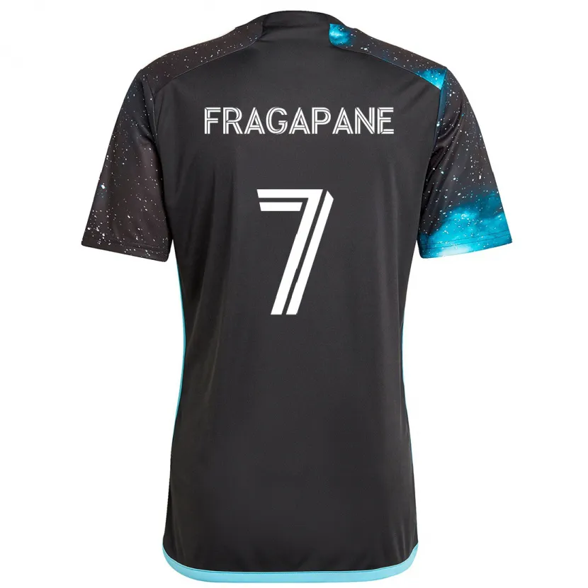 Danxen Niño Camiseta Franco Fragapane #7 Azul Negro 1ª Equipación 2024/25 La Camisa