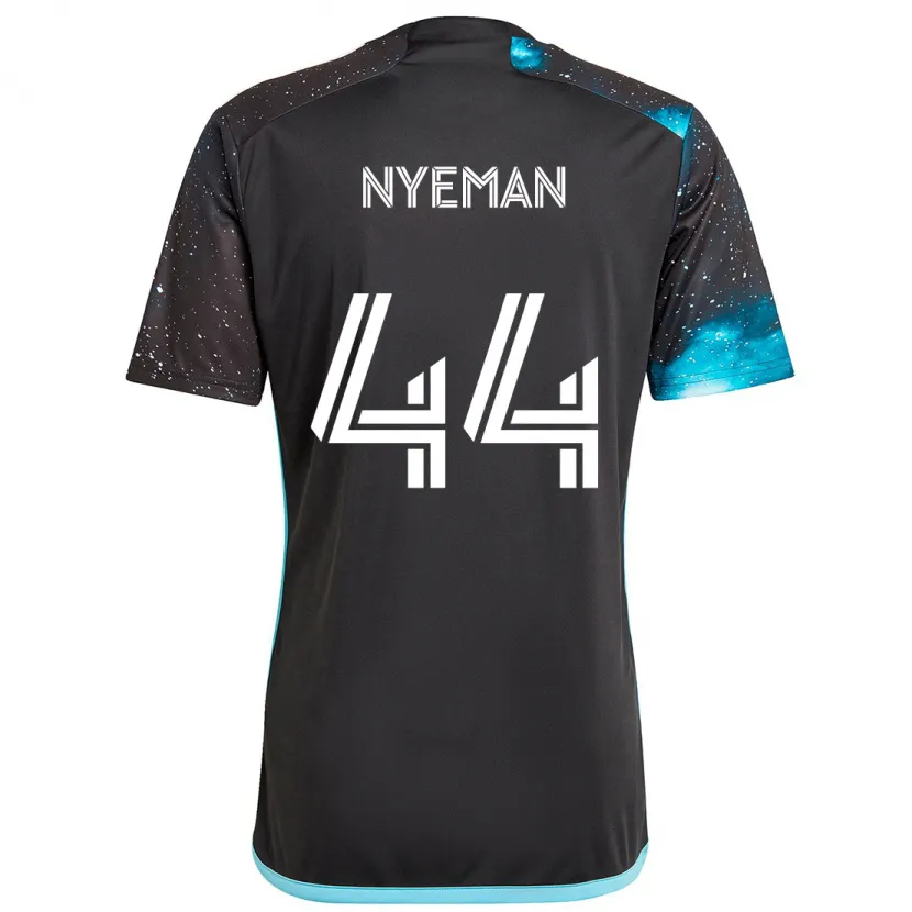 Danxen Niño Camiseta Moses Nyeman #44 Azul Negro 1ª Equipación 2024/25 La Camisa